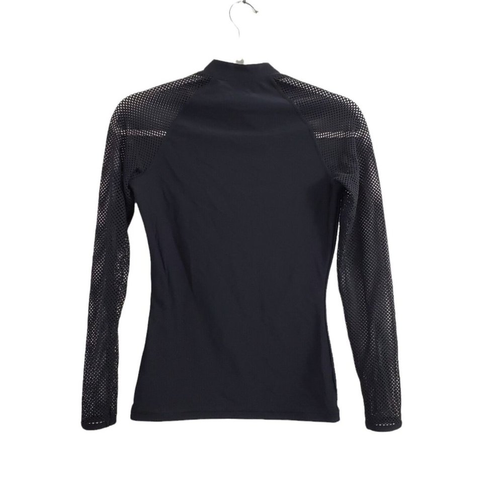 J. Crew Rash Guard Small  Black Mesh Insert Long Sleeve  Swim Cover Up Stretch - Picture 9 of 11